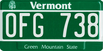VT license plate OFG738