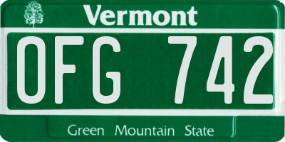 VT license plate OFG742
