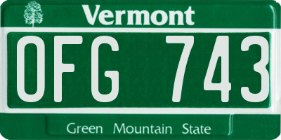 VT license plate OFG743