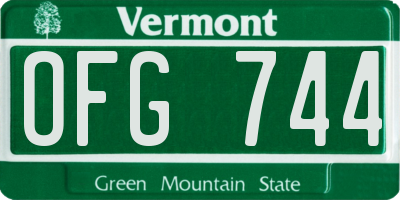 VT license plate OFG744