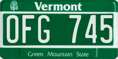 VT license plate OFG745