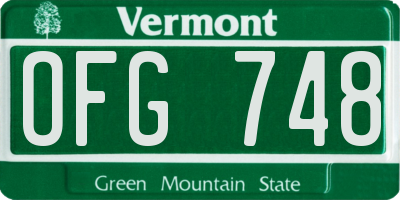 VT license plate OFG748