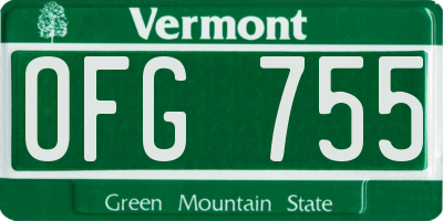 VT license plate OFG755