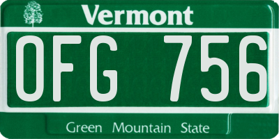 VT license plate OFG756