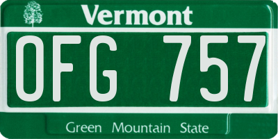 VT license plate OFG757