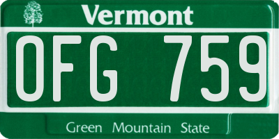 VT license plate OFG759