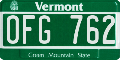 VT license plate OFG762