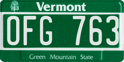 VT license plate OFG763