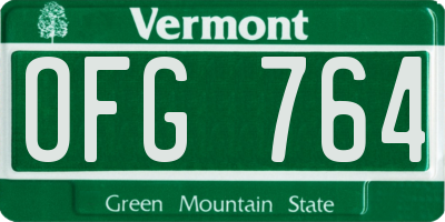 VT license plate OFG764