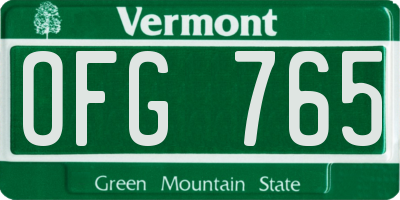 VT license plate OFG765