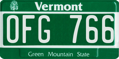 VT license plate OFG766