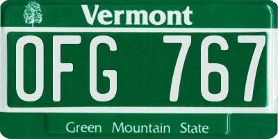 VT license plate OFG767