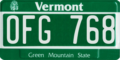 VT license plate OFG768