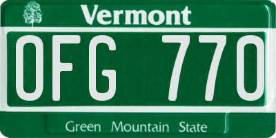 VT license plate OFG770
