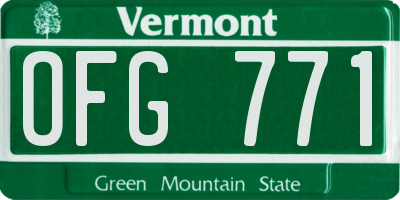 VT license plate OFG771