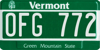 VT license plate OFG772