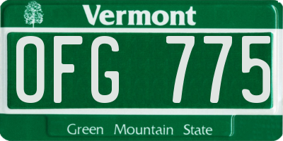 VT license plate OFG775