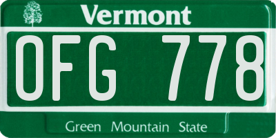 VT license plate OFG778