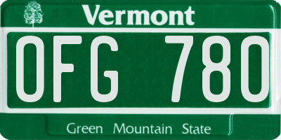 VT license plate OFG780