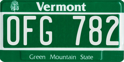 VT license plate OFG782