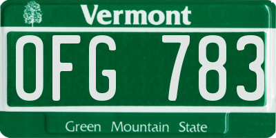 VT license plate OFG783