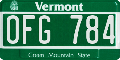 VT license plate OFG784