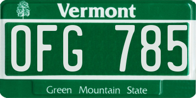 VT license plate OFG785
