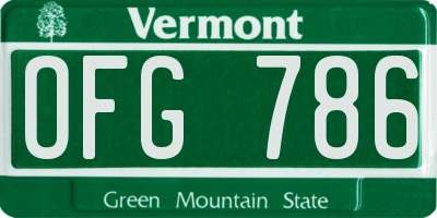 VT license plate OFG786