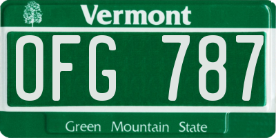 VT license plate OFG787