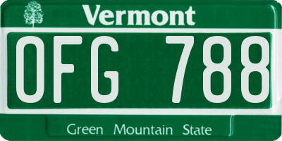 VT license plate OFG788
