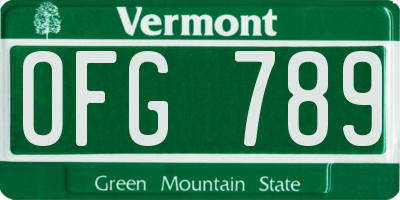 VT license plate OFG789