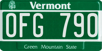 VT license plate OFG790