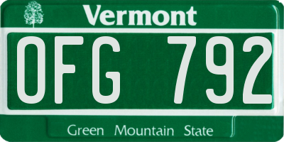 VT license plate OFG792