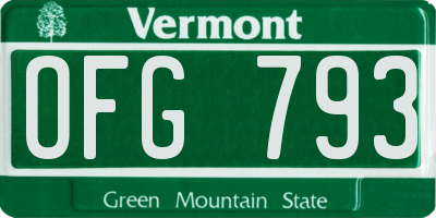 VT license plate OFG793