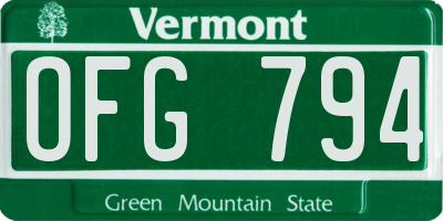 VT license plate OFG794