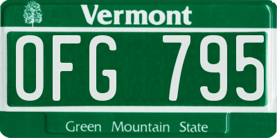 VT license plate OFG795