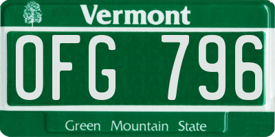 VT license plate OFG796