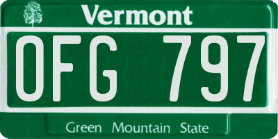 VT license plate OFG797