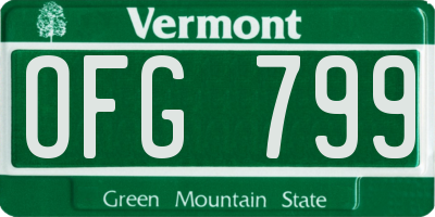 VT license plate OFG799