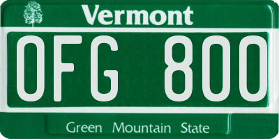 VT license plate OFG800