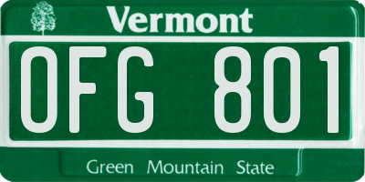 VT license plate OFG801