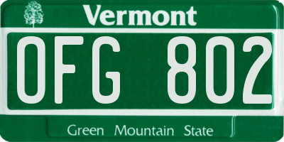 VT license plate OFG802
