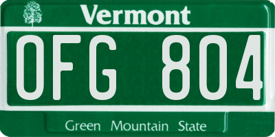 VT license plate OFG804