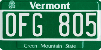 VT license plate OFG805