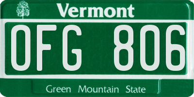 VT license plate OFG806