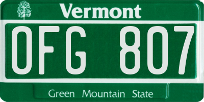 VT license plate OFG807
