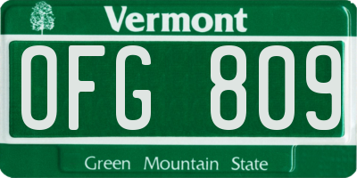 VT license plate OFG809