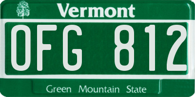 VT license plate OFG812
