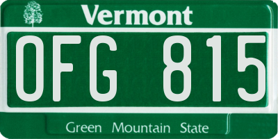 VT license plate OFG815