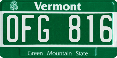 VT license plate OFG816